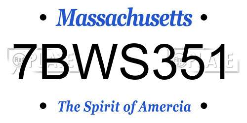 7BWS351 Massachusetts License Plate