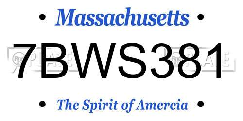 7BWS381 Massachusetts License Plate