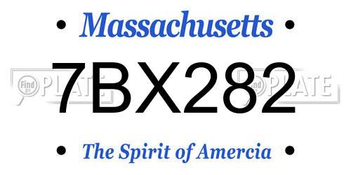 7BX282 Massachusetts License Plate