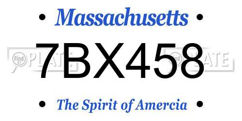 7BX458 Massachusetts License Plate