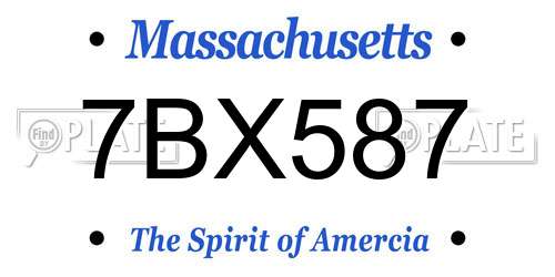 7BX587 Massachusetts License Plate