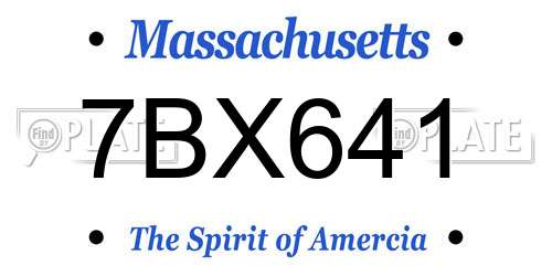 7BX641 Massachusetts License Plate