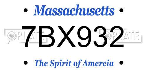7BX932 Massachusetts License Plate