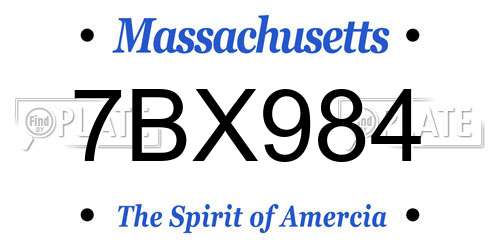 7BX984 Massachusetts License Plate