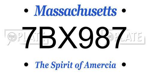 7BX987 Massachusetts License Plate