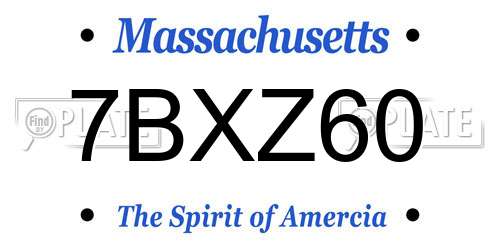 7BXZ60 Massachusetts License Plate