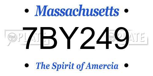 7BY249 Massachusetts License Plate