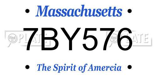 7BY576 Massachusetts License Plate