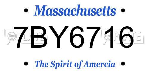 7BY6716 Massachusetts License Plate