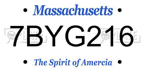 7BYG216 Massachusetts License Plate