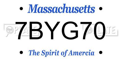 7BYG70 Massachusetts License Plate