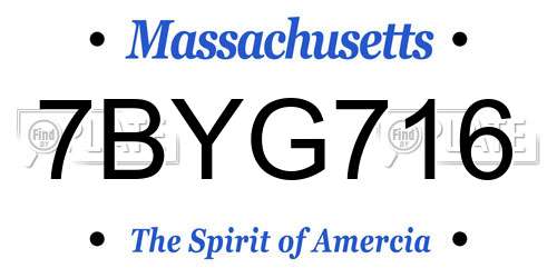 7BYG716 Massachusetts License Plate
