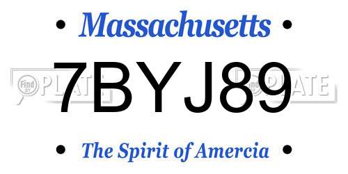 7BYJ89 Massachusetts License Plate