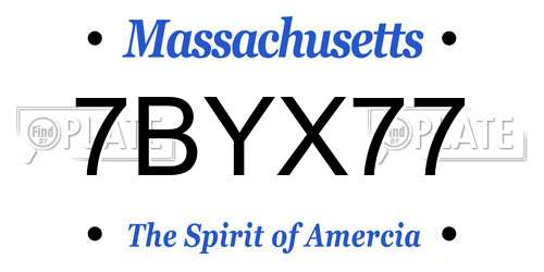 7BYX77 Massachusetts License Plate