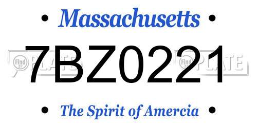 7BZ0221 Massachusetts License Plate
