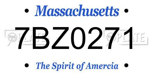 7BZ0271 Massachusetts License Plate