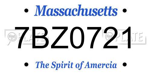 7BZ0721 Massachusetts License Plate