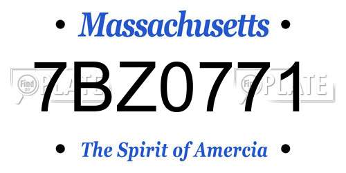 7BZ0771 Massachusetts License Plate