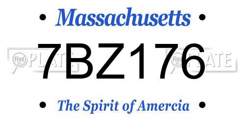 7BZ176 Massachusetts License Plate
