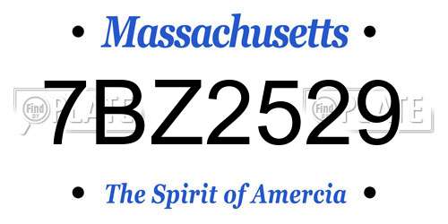 7BZ2529 Massachusetts License Plate
