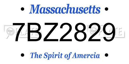 7BZ2829 Massachusetts License Plate