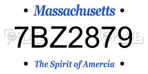 7BZ2879 Massachusetts License Plate