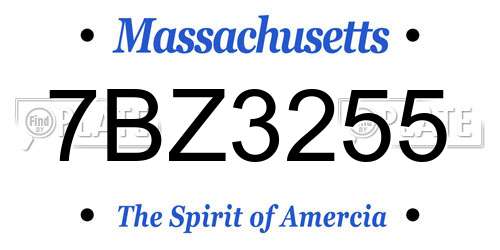 7BZ3255 Massachusetts License Plate