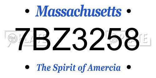 7BZ3258 Massachusetts License Plate