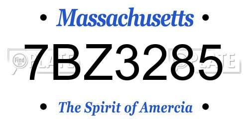 7BZ3285 Massachusetts License Plate