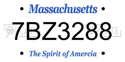 7BZ3288 Massachusetts License Plate