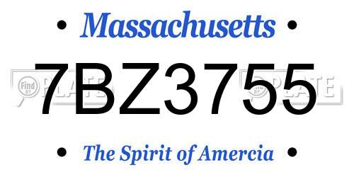 7BZ3755 Massachusetts License Plate