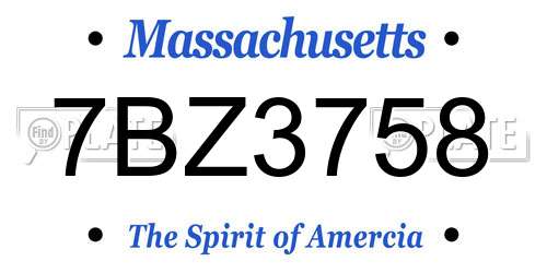 7BZ3758 Massachusetts License Plate