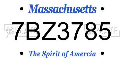 7BZ3785 Massachusetts License Plate