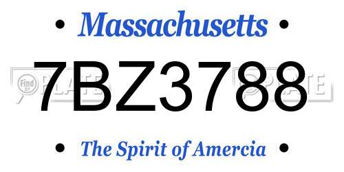 7BZ3788 Massachusetts License Plate