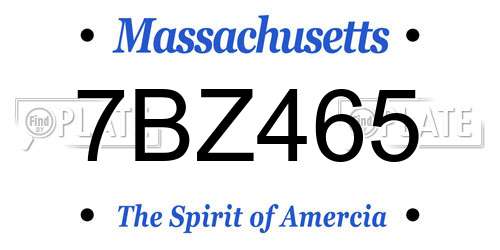 7BZ465 Massachusetts License Plate