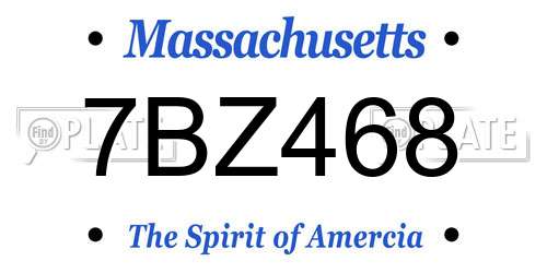 7BZ468 Massachusetts License Plate