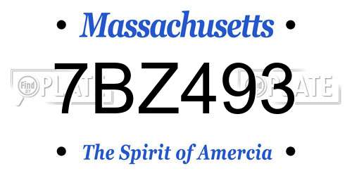 7BZ493 Massachusetts License Plate