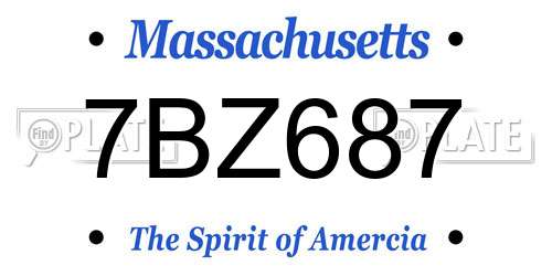 7BZ687 Massachusetts License Plate