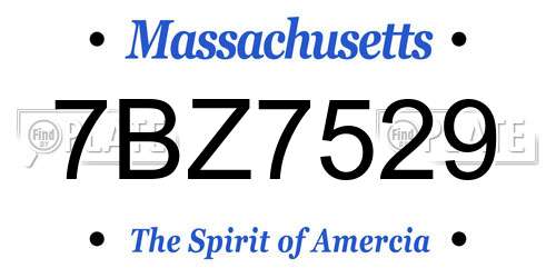 7BZ7529 Massachusetts License Plate