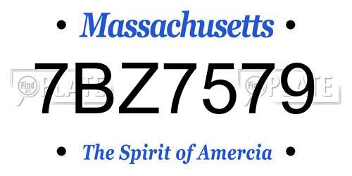 7BZ7579 Massachusetts License Plate