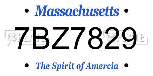 7BZ7829 Massachusetts License Plate