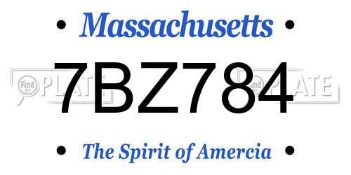 7BZ784 Massachusetts License Plate