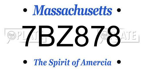7BZ878 Massachusetts License Plate
