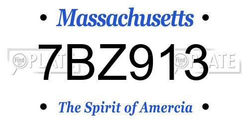 7BZ913 Massachusetts License Plate