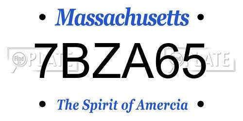 7BZA65 Massachusetts License Plate