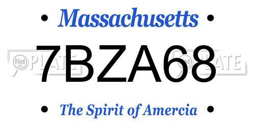 7BZA68 Massachusetts License Plate