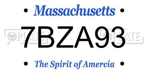7BZA93 Massachusetts License Plate