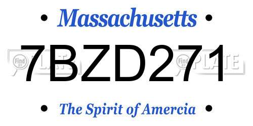 7BZD271 Massachusetts License Plate