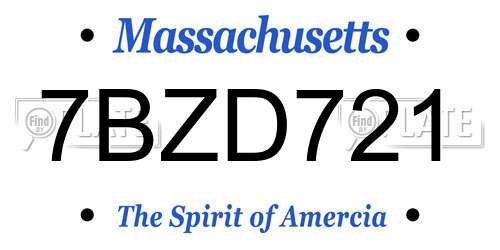 7BZD721 Massachusetts License Plate