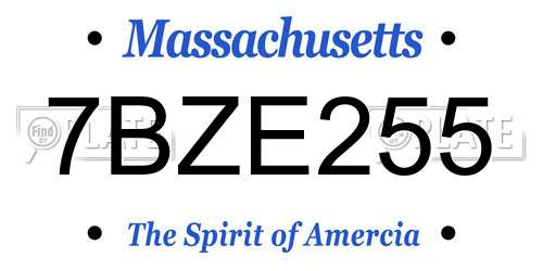 7BZE255 Massachusetts License Plate